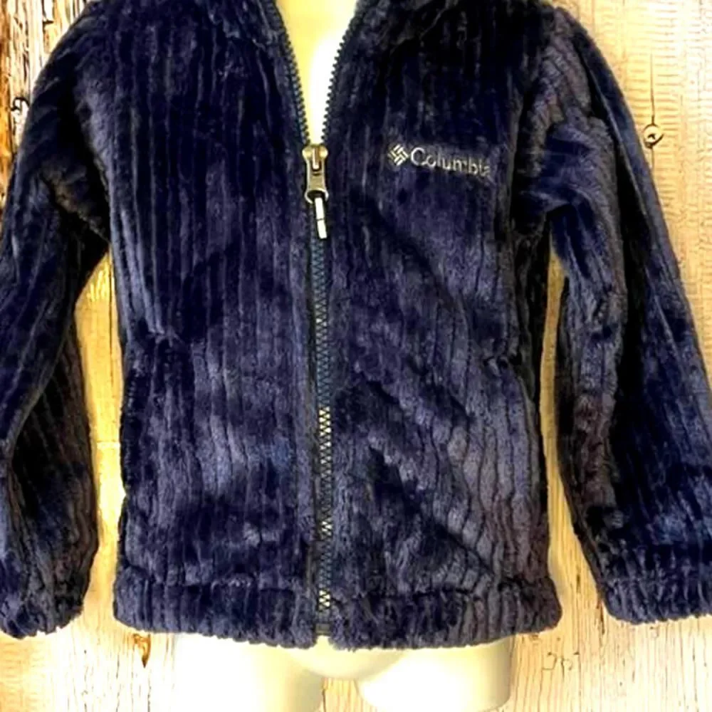 COLUMBIA JACKET SIZE 2T NAVY BLUE RIBBED VELOUR ZIP FRONT BOY OR GIRL